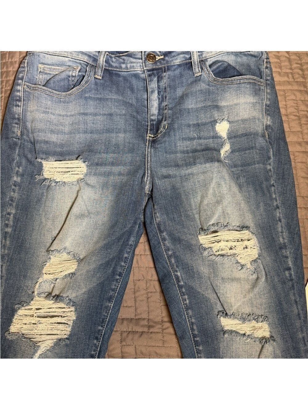 Chic Soul Blue Distressed Jeans Women Size 14 - Picture 2 of 6